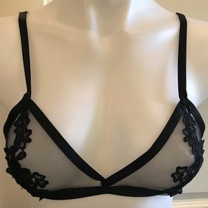 Sexy Black Sheer Lace Bra with Adjustable Straps